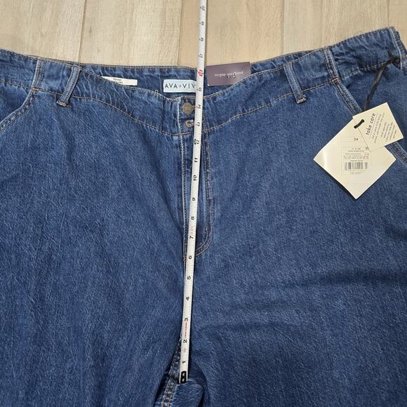 Ava & Viv High Rise Barrel Leg Medium Wash Denim Trouser Jeans Size 24 - Picture 7 of 12